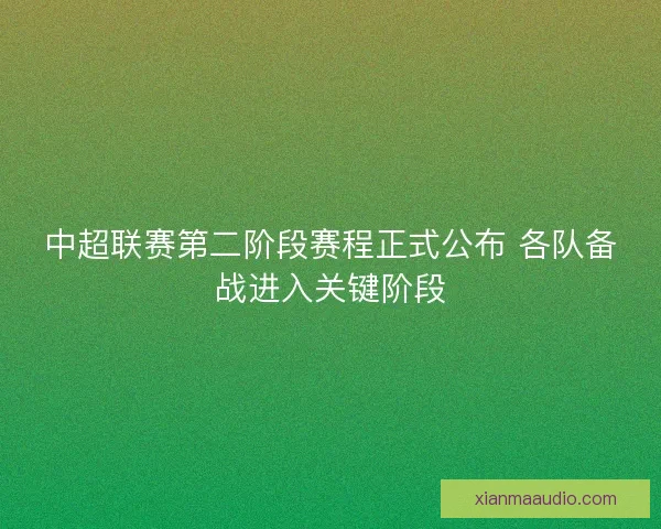 中超联赛第二阶段赛程正式公布 各队备战进入关键阶段
